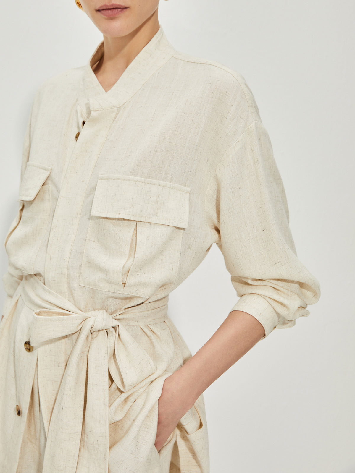 Günlük Pamuklu Ve Keten Şort Takımı Kemerli