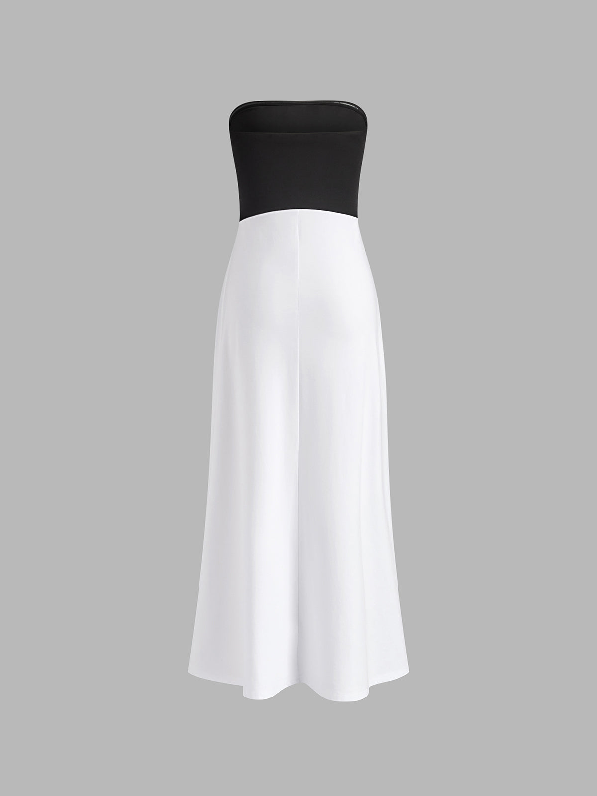 İki Renkli Sırtı Açık Uzun Tüp Elbise