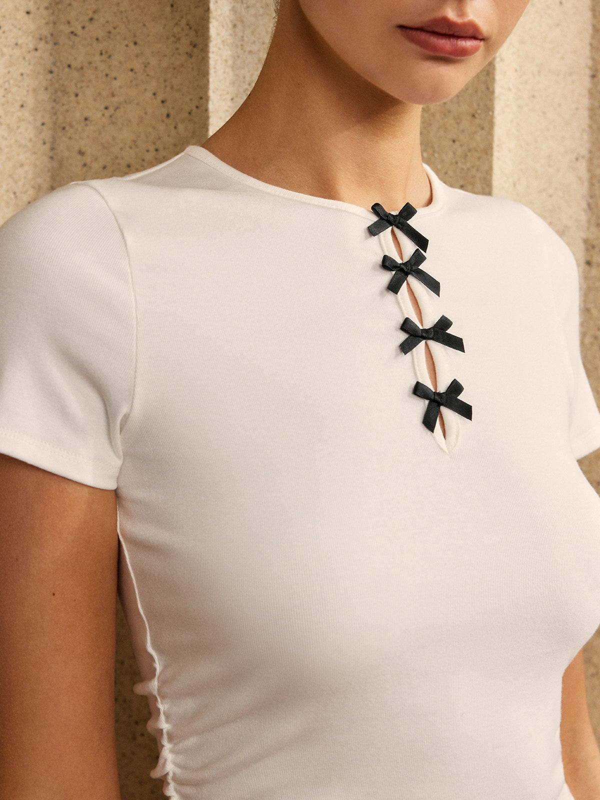 Saf Pamuk Kurdele Tişört