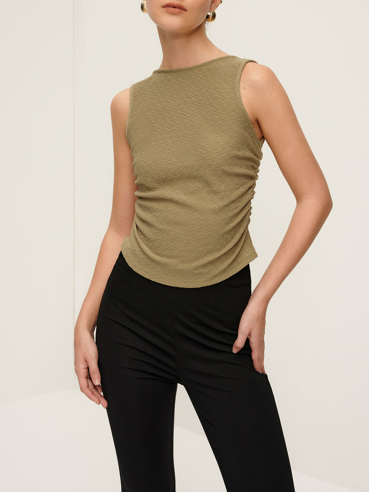 Pliseli Bağcıklı Plisse Tank Top