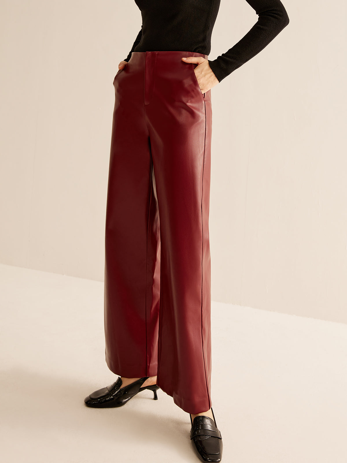 Retro Regular Pu Deri Pantolon