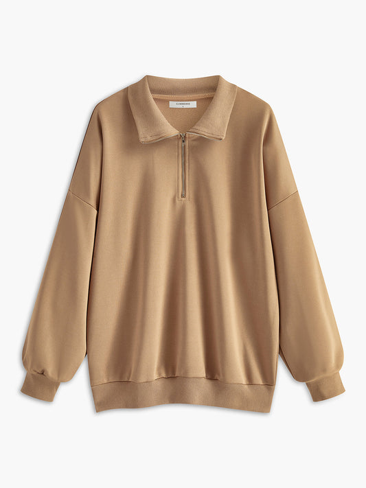 Yaka Fermuarlı Kazak Sweatshirt