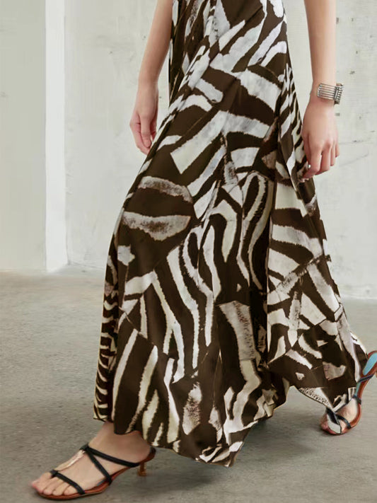 Zebra Desenli Uzun Etek