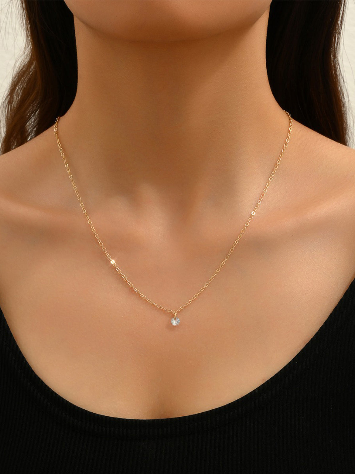 Yapay Elmaslı Yığma Püskül Kolye