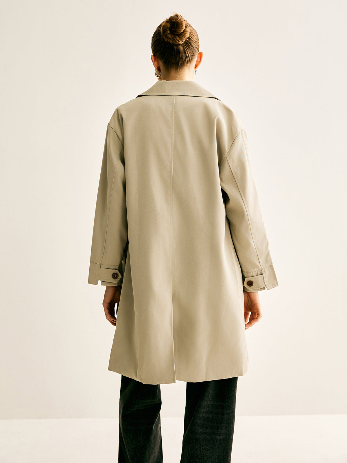 Pinstripe Manşet Uzun Trençkot