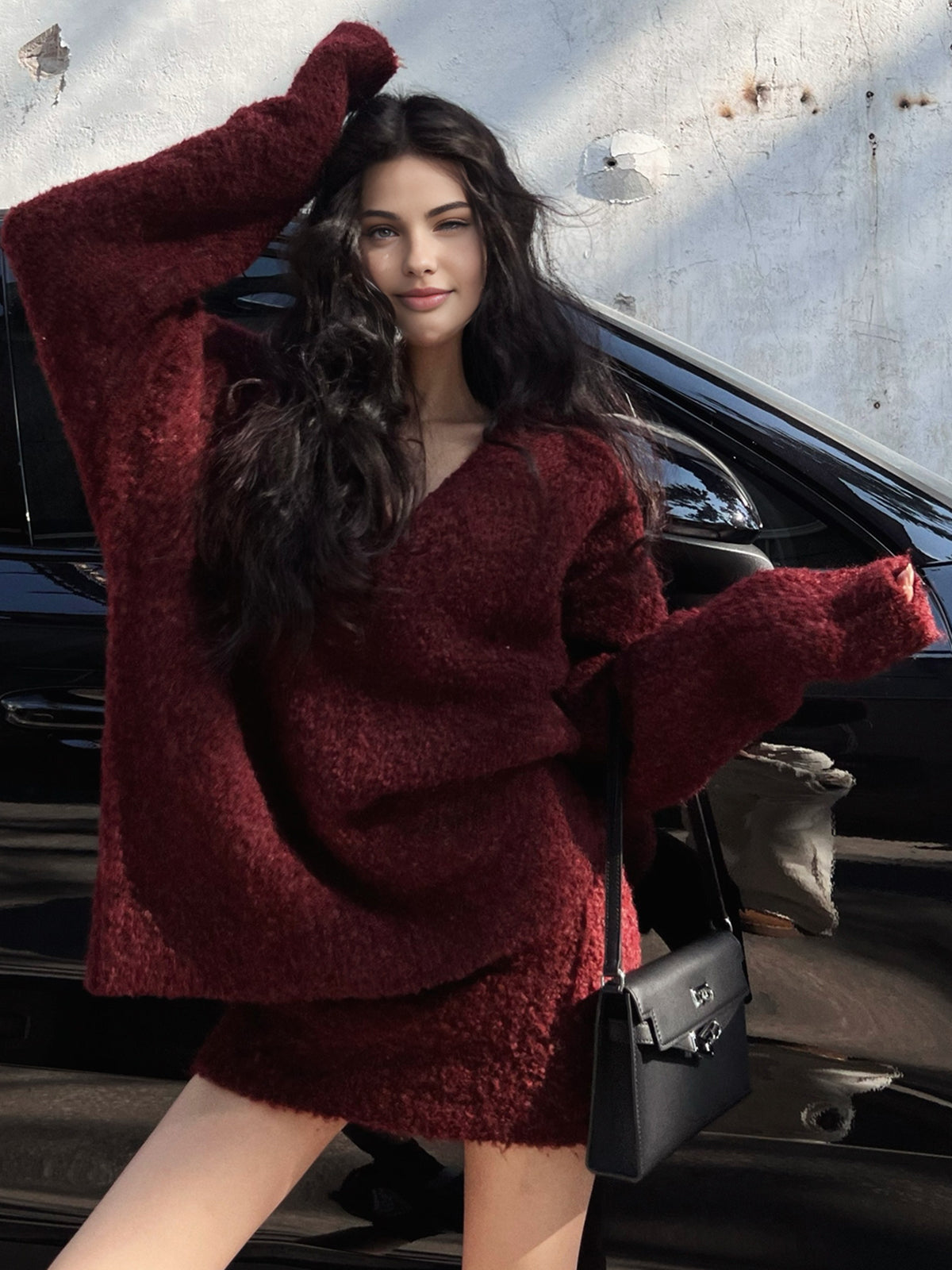 V Yaka Minky Kazak Etek Takımı