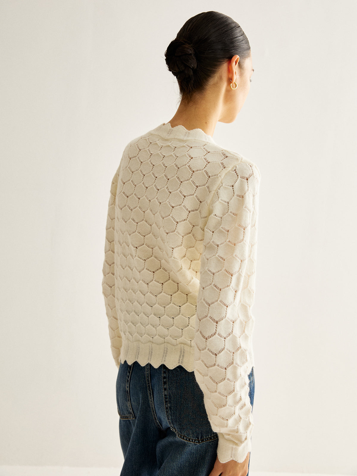 Dalgalı Kesim Hollow Out Cardigan
