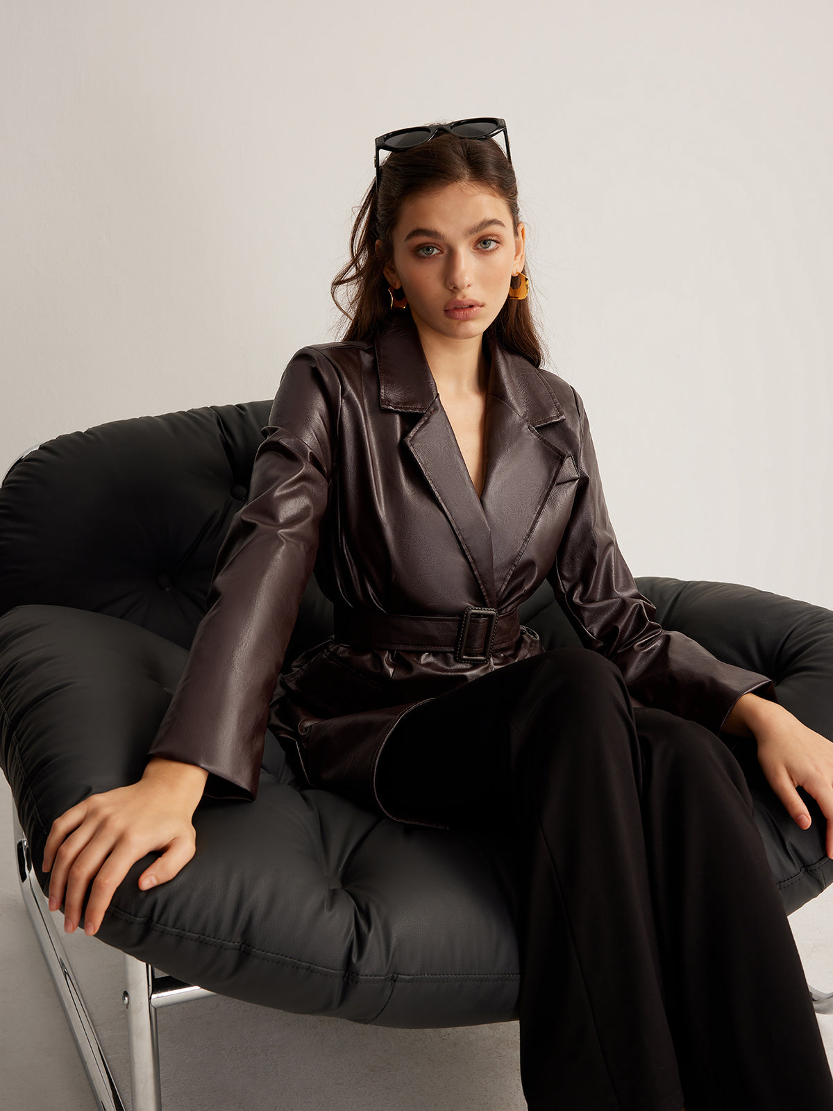 Utility Pu Deri Kemerli Ceket