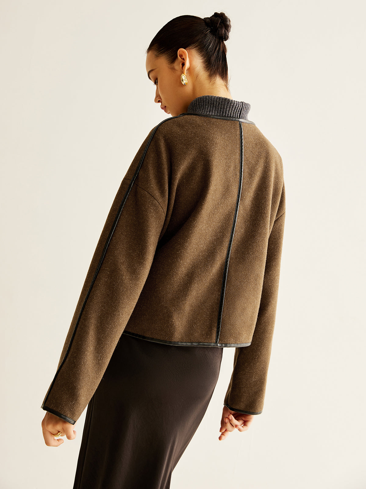 Leisure Kontrast Kesim Tweed Mont