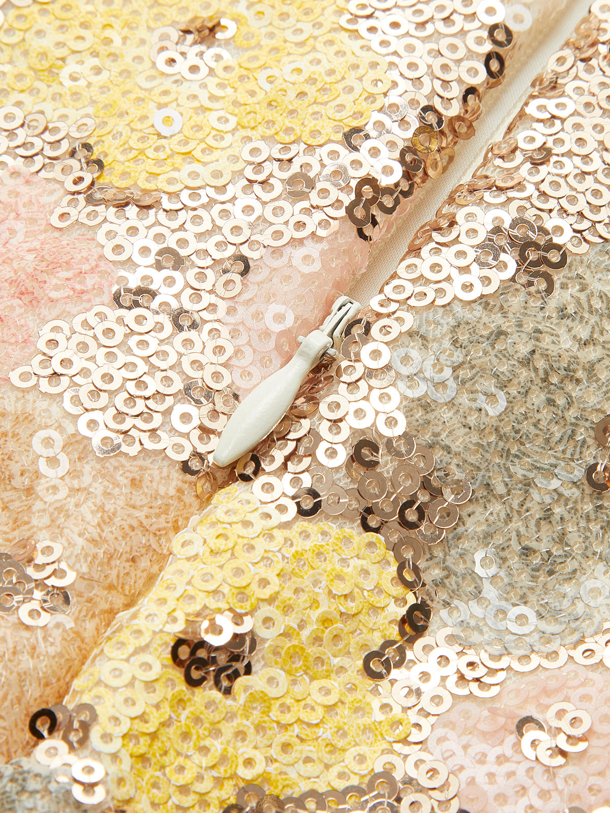 Çiçekli Payetli Fermuarlı Mini Etek