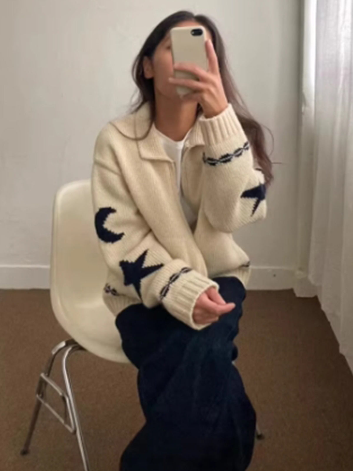 Çift Fermuarlı Cepli Yakalı Hırka