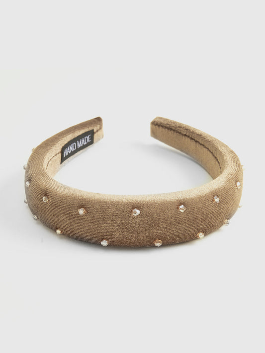 Retro Kadife Taşlı Kafa Bandı