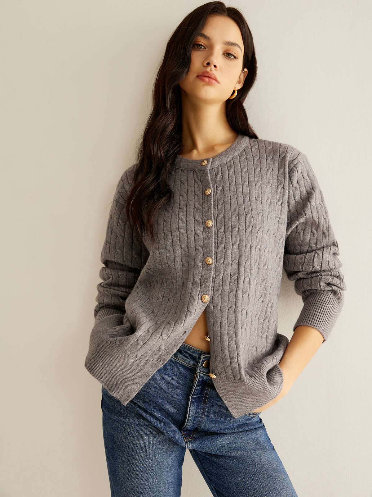 Düğmeli Twist Slim Cardigan