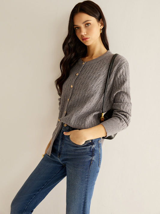 Düğmeli Twist Slim Cardigan