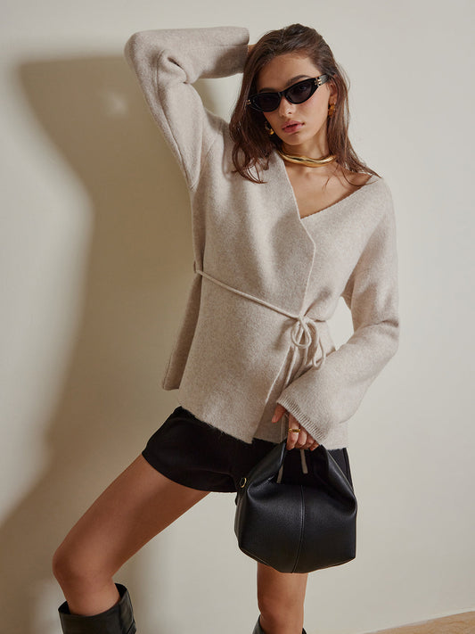 Halatlı Kuşaklı Sarma Kardigan