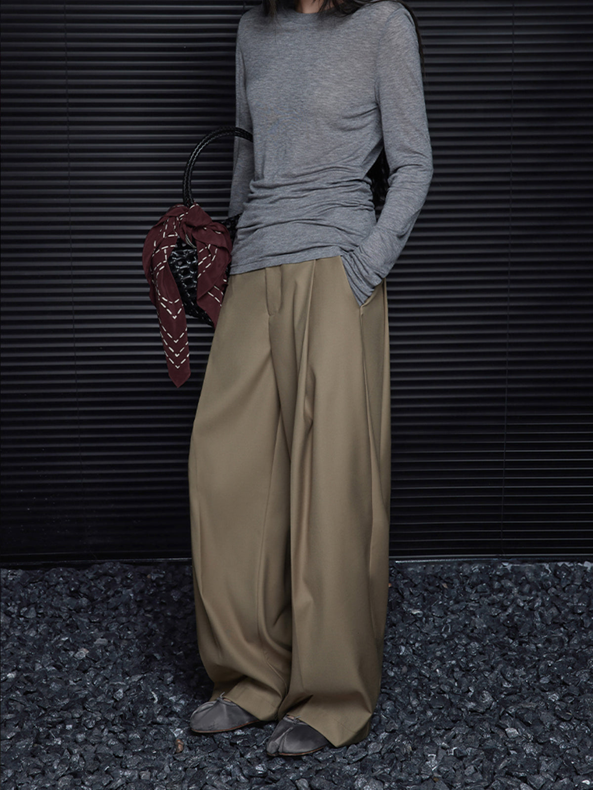 Kemersiz Plise Drape Pantolon