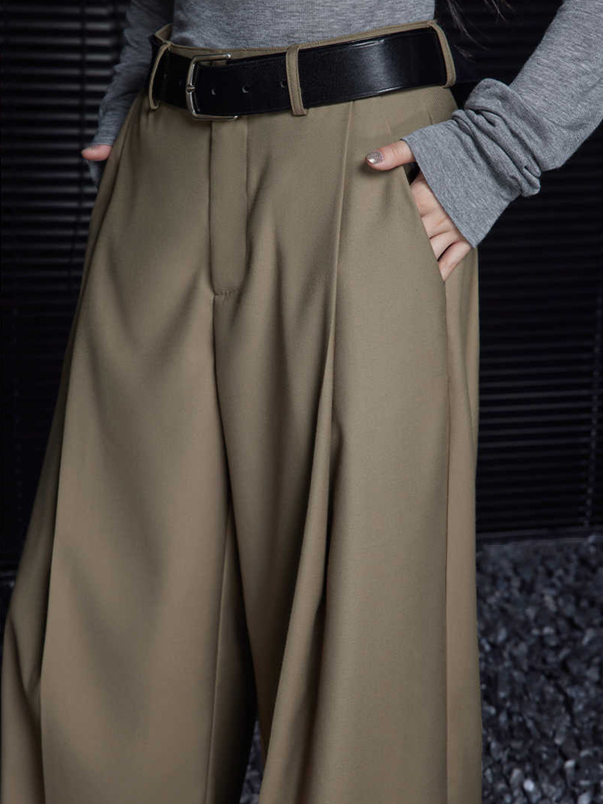 Kemersiz Plise Drape Pantolon
