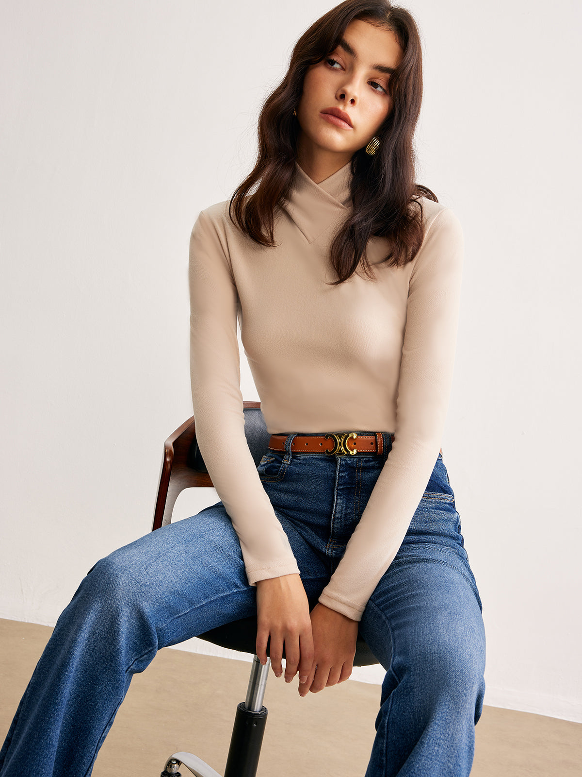 Çapraz Çapraz Yaka İnce Jersey Üst