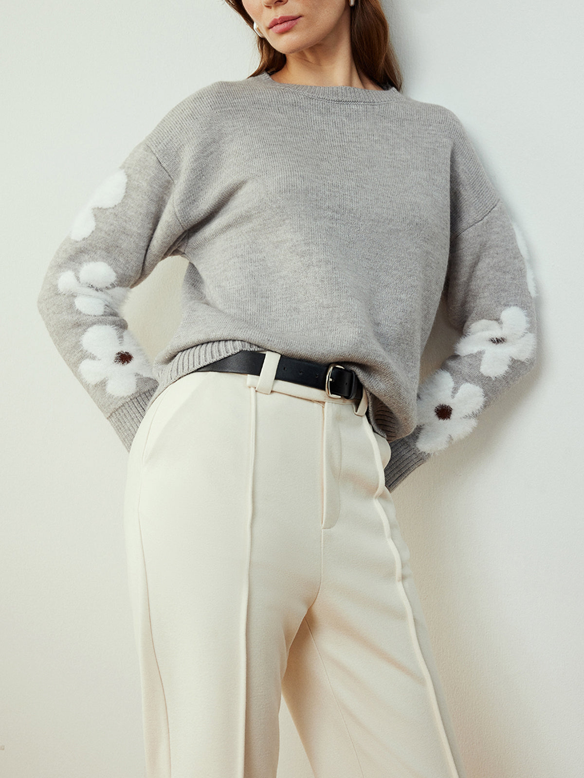 Jakarlı Çiçekli Örgü Üst