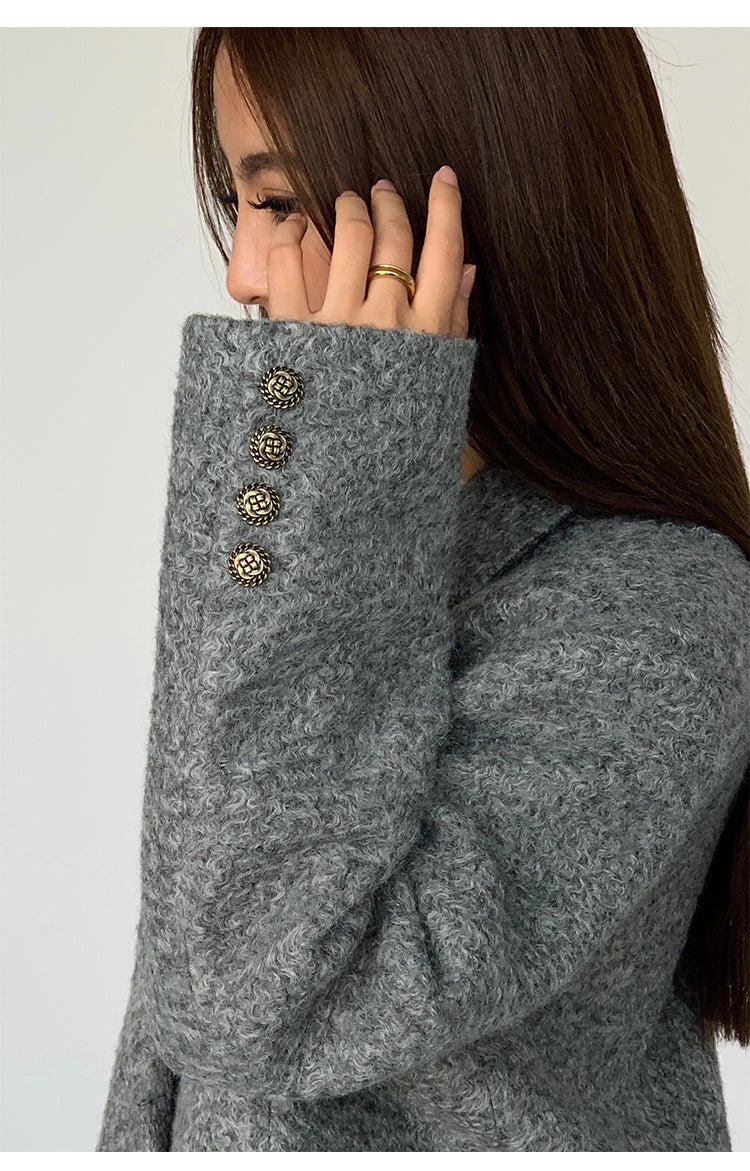 Kemersiz Tweed Uzun Blazer