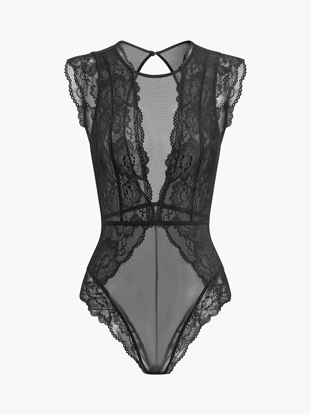 Yarı Şeffaf Sırtı Açık Dantel Body