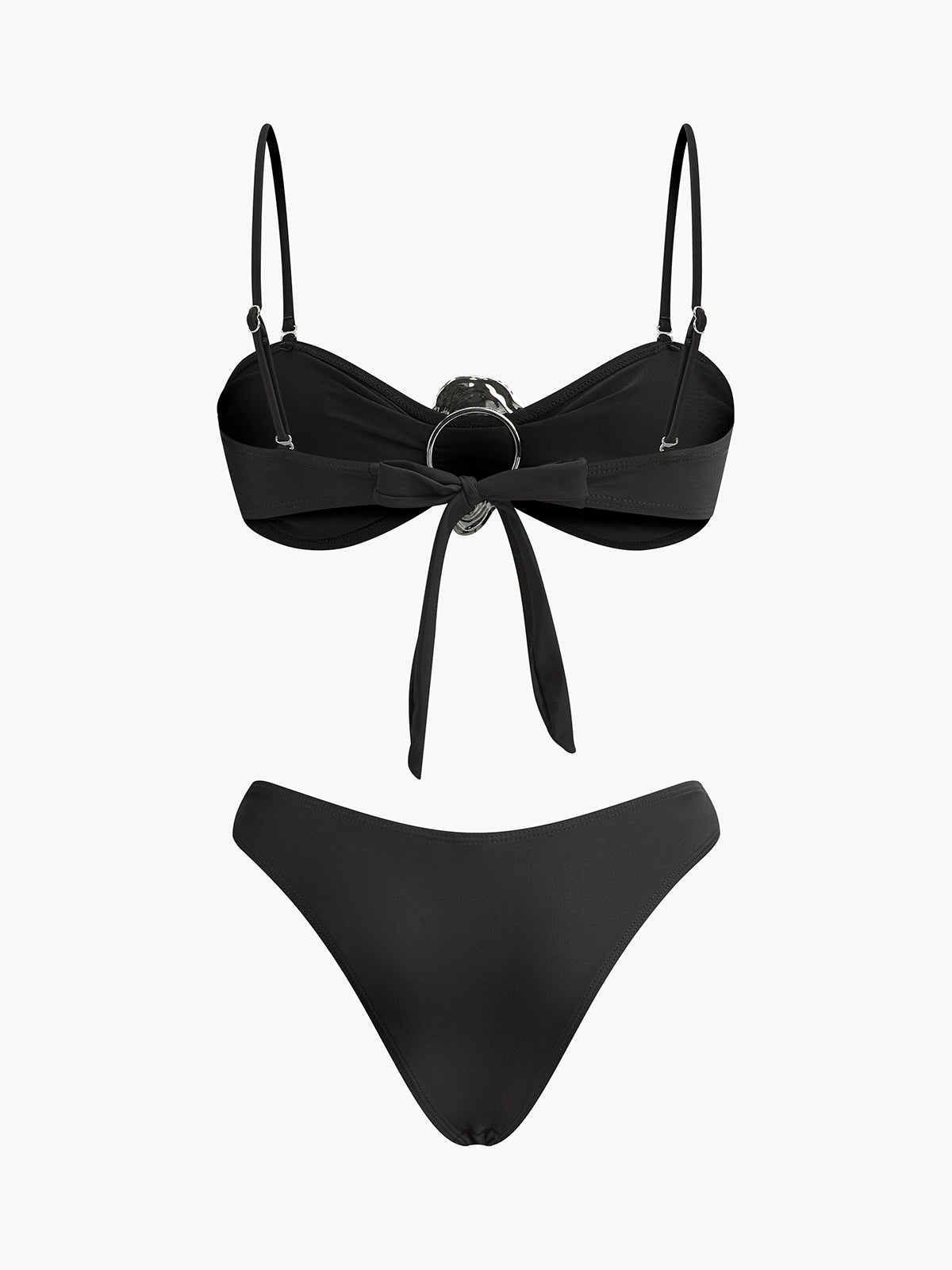 Metal Aksanlı Ön Bağcıklı Bikini Takımı
