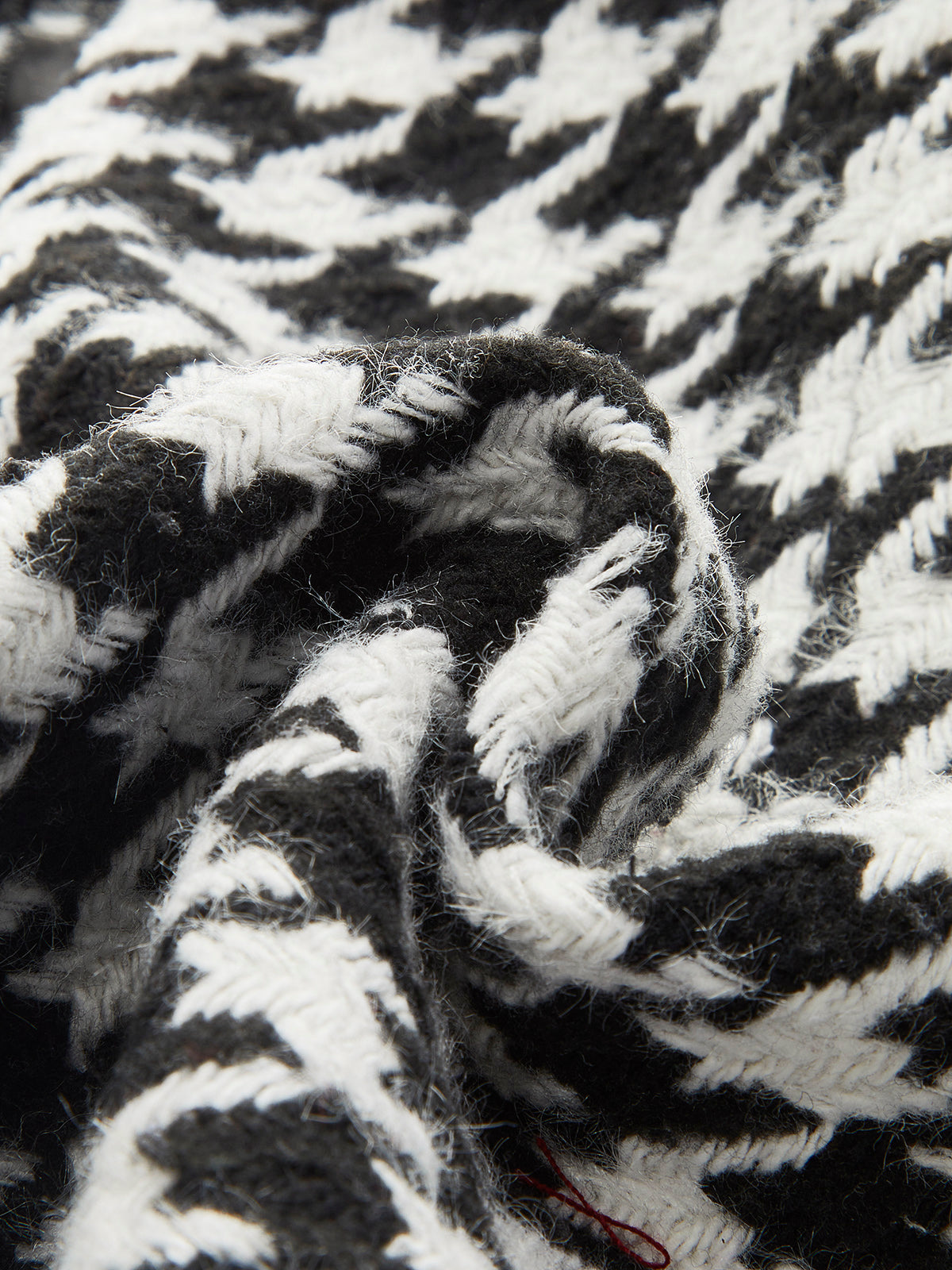 Yüksek Bel Metal Düğmeli Houndstooth Şort