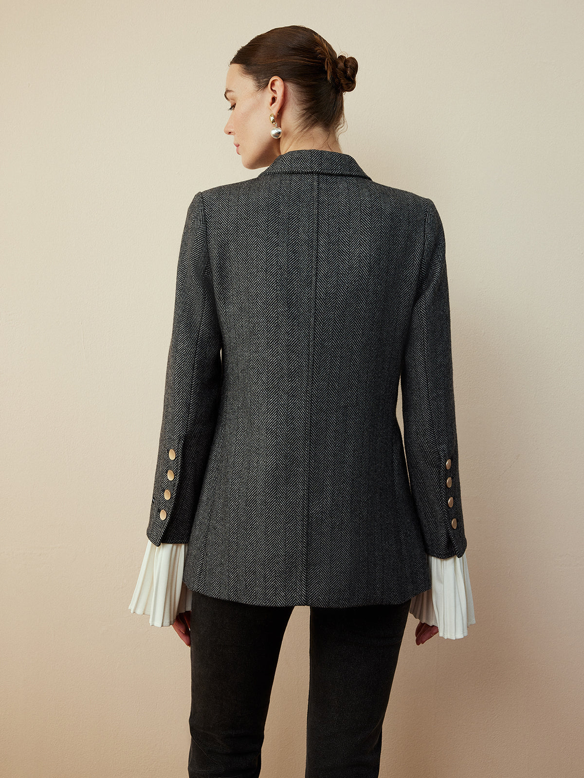 Yün Karışımlı Chevron Tweed Fit Blazer