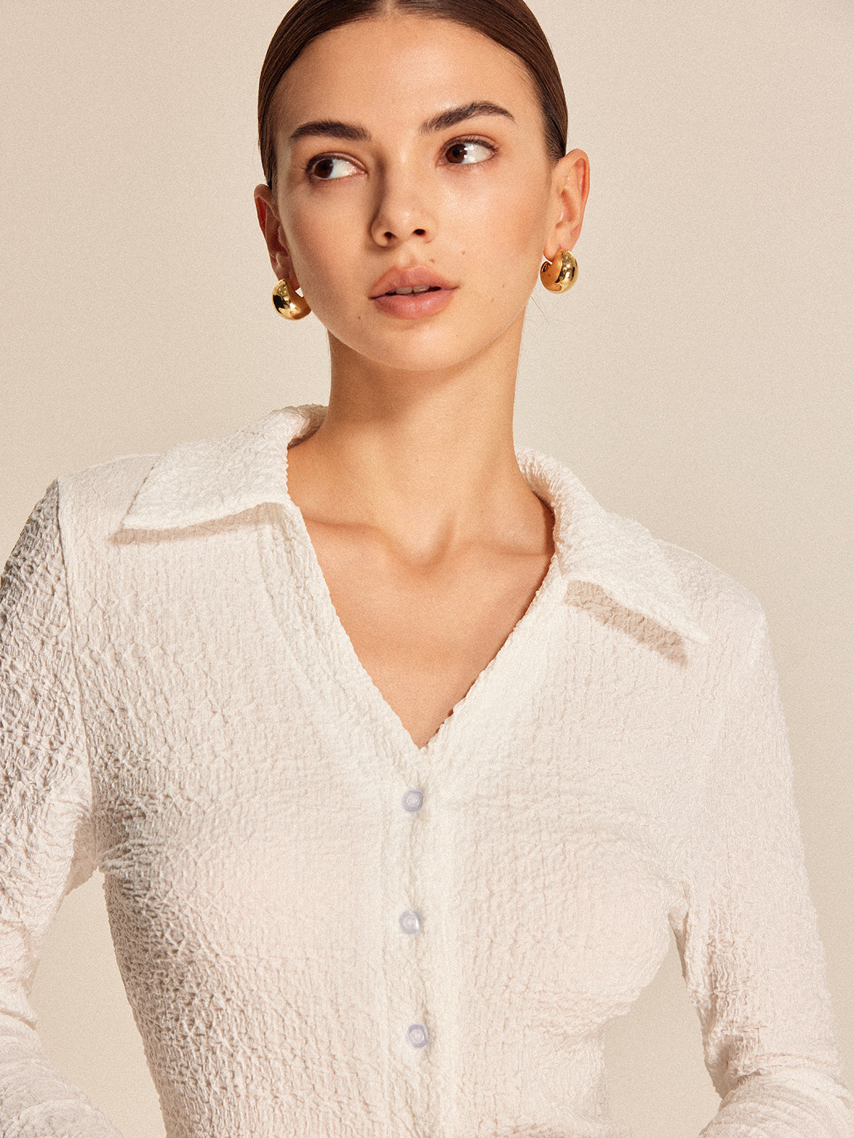 Dokulu Düğmeli Gömlek