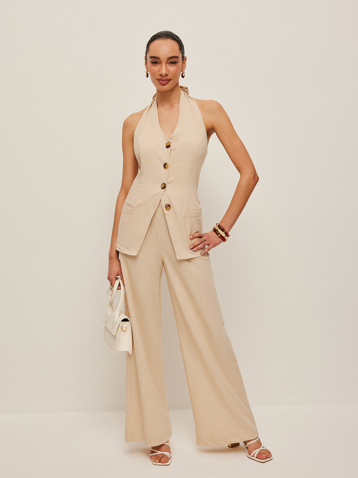 Halter Yaka Papyon Pantolon Takımı