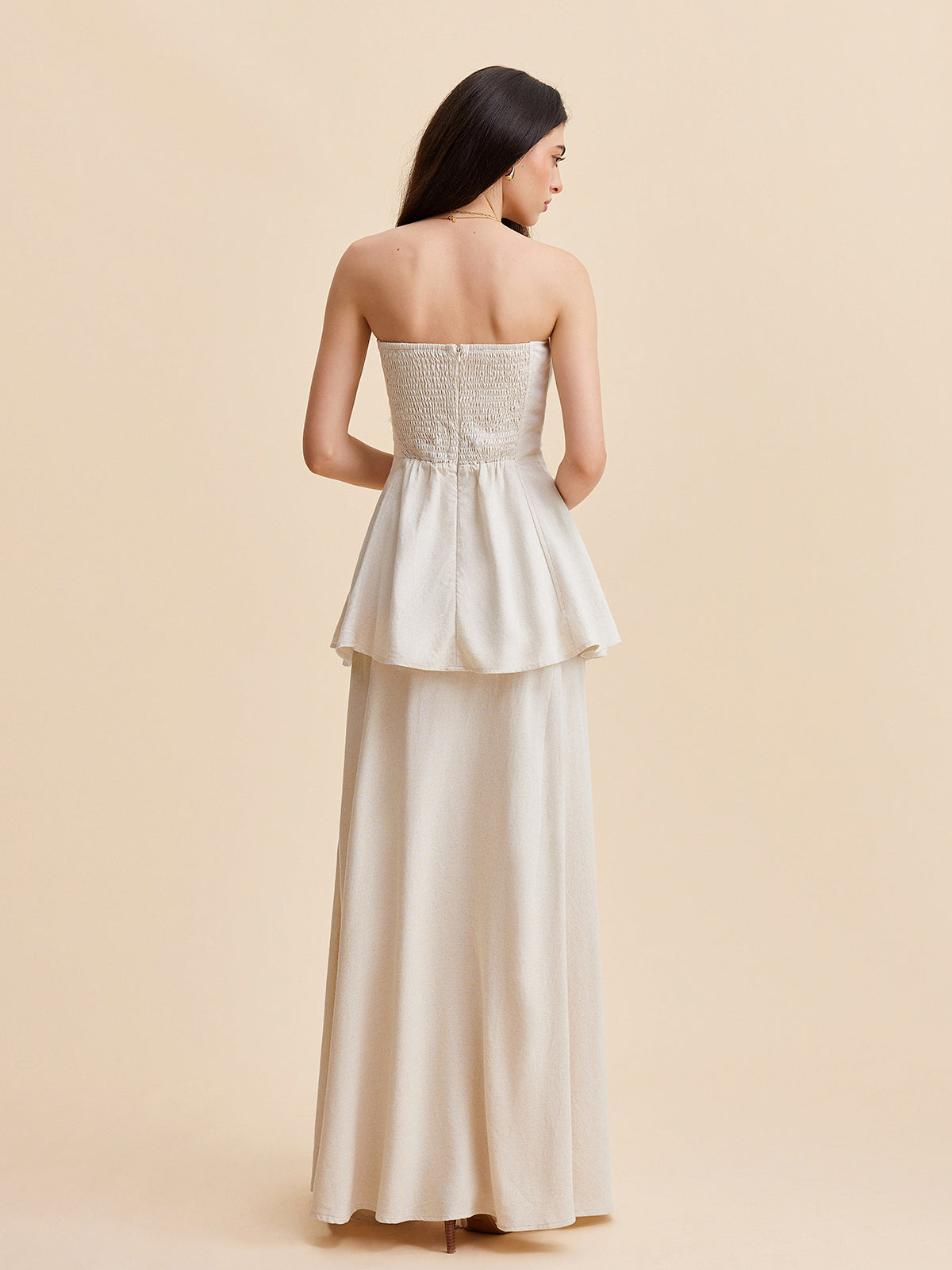 Askısız Peplum Üst Ve Uçuşan Etek Takımı