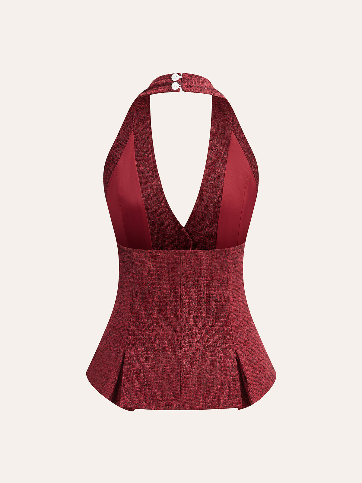 Halter Yaka İnci Düğmeli Üst