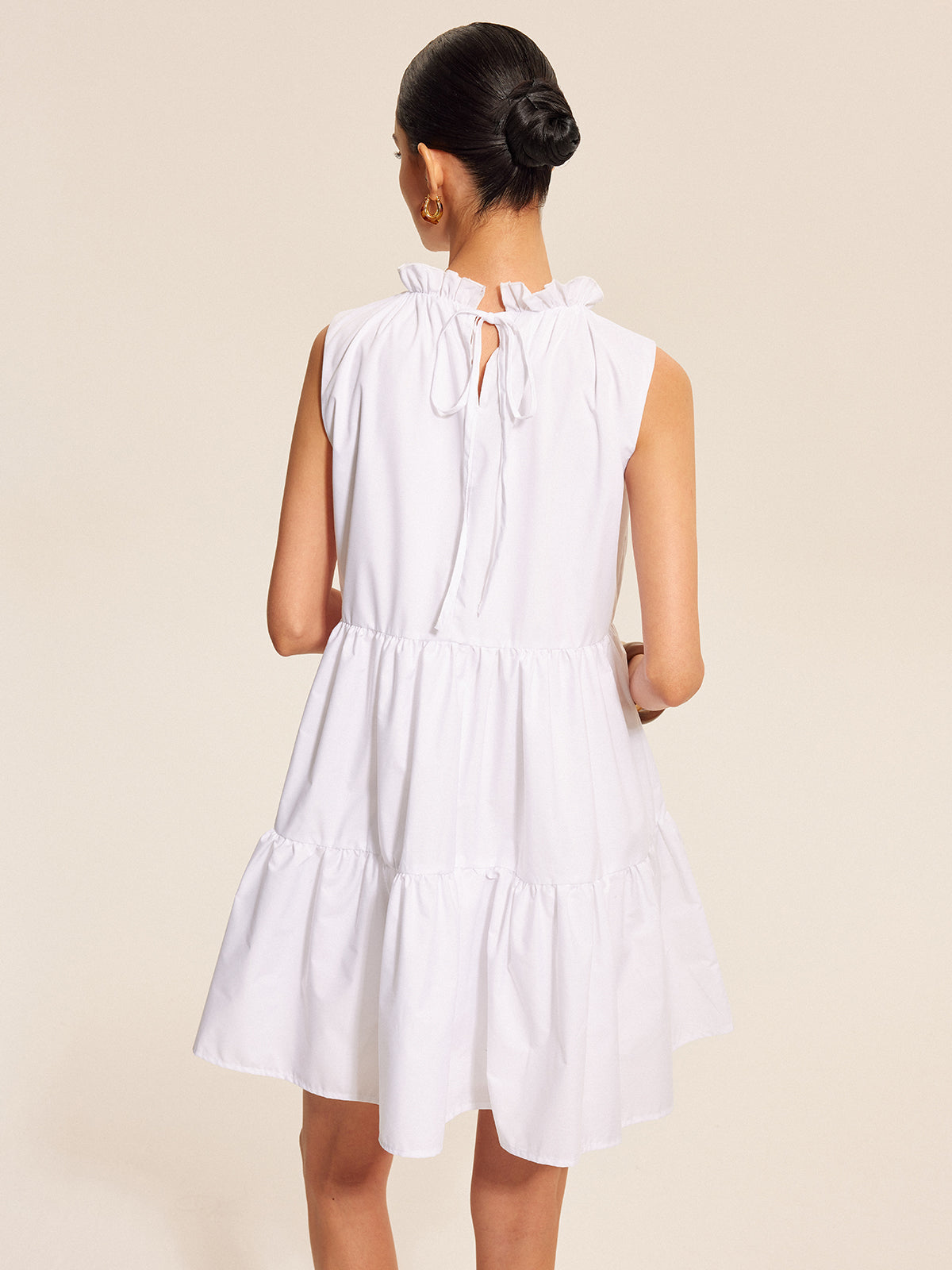 Fırfırlı Bağcıklı Katlı Elbise
