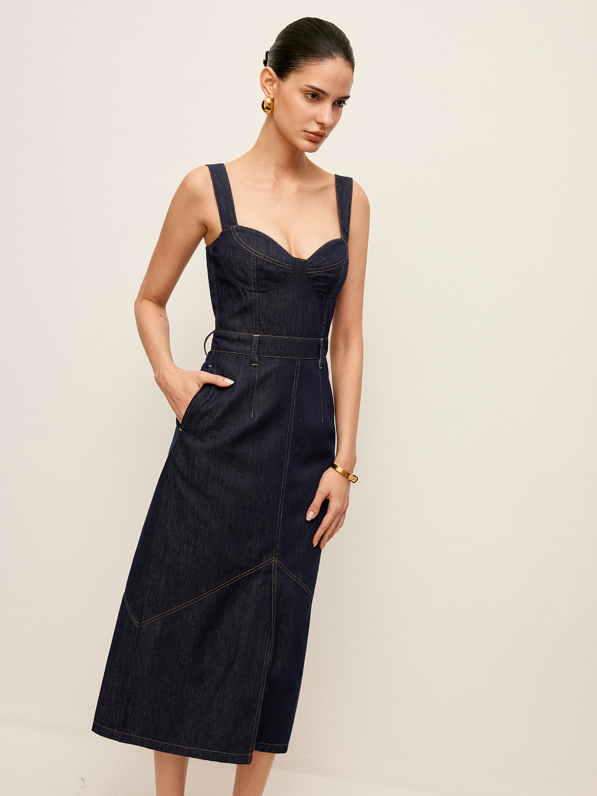 Sweetheart Kot Elbise Kemersiz