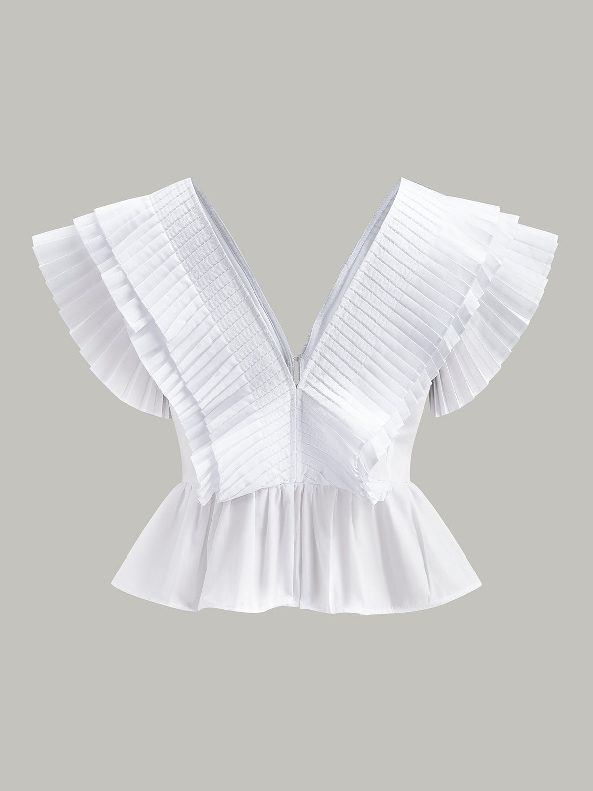 Pliseli V Yaka Düğme Detaylı Üst