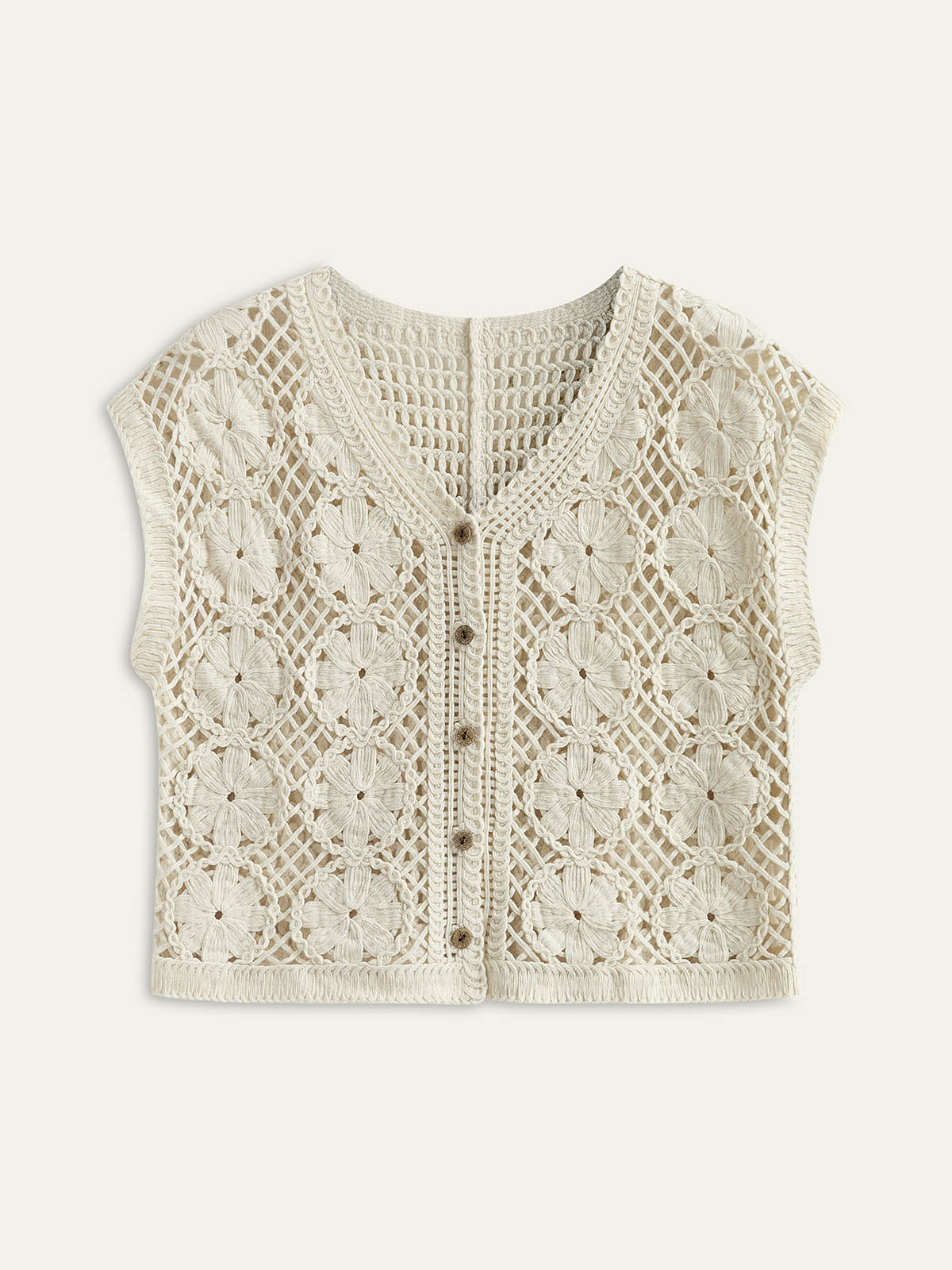 Yarı Şeffaf Jakarlı Kesik V Yakalı Tank Top