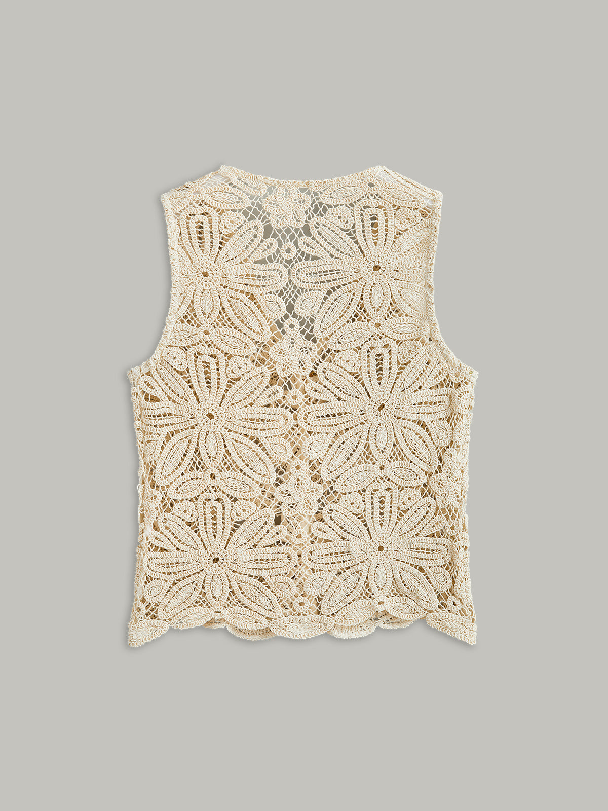 Pamuklu Tığ İşi Dantel Şeffaf Yelek Üst