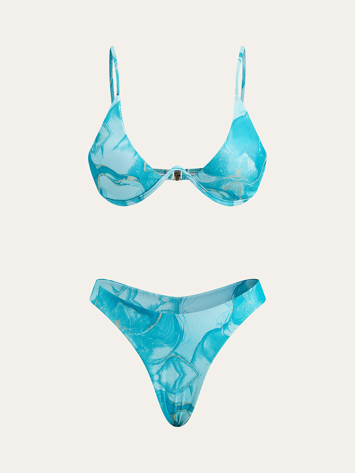 Mermer Desenli Bikini Takımı Etekli