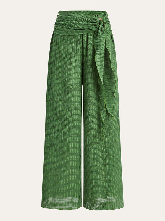Dokulu Desenli Geniş Paça Pantolon