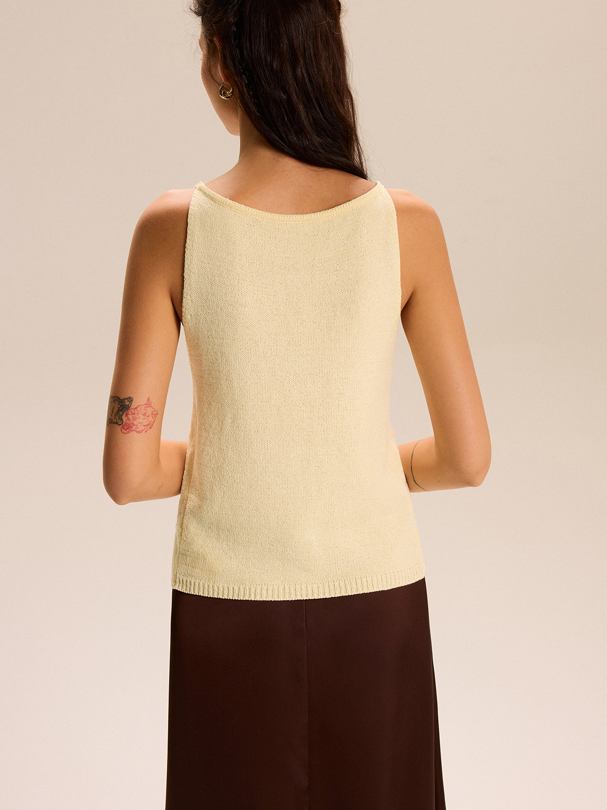 Örgü Düğmeli Ön Tank Top
