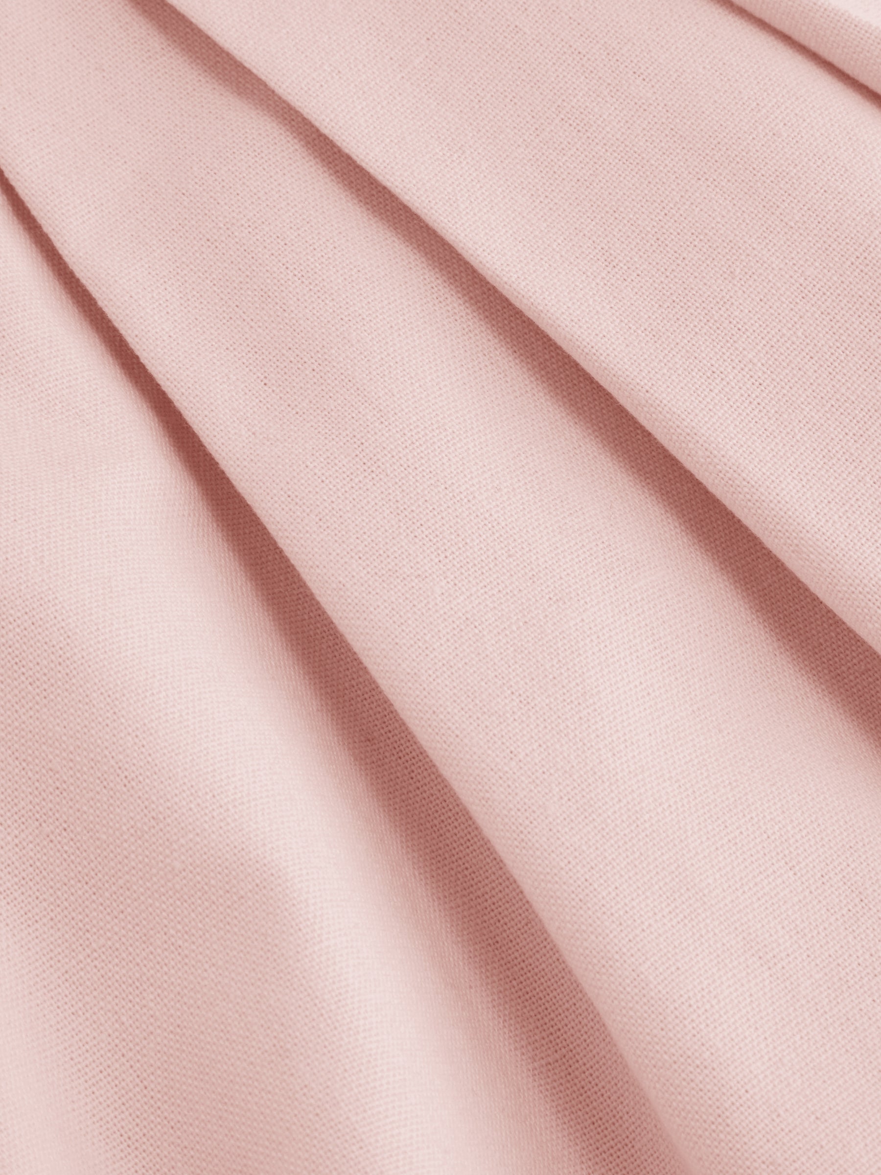 Vestido midi de mezcla de lino con cuello barco, volantes y espalda descubierta - Rosa