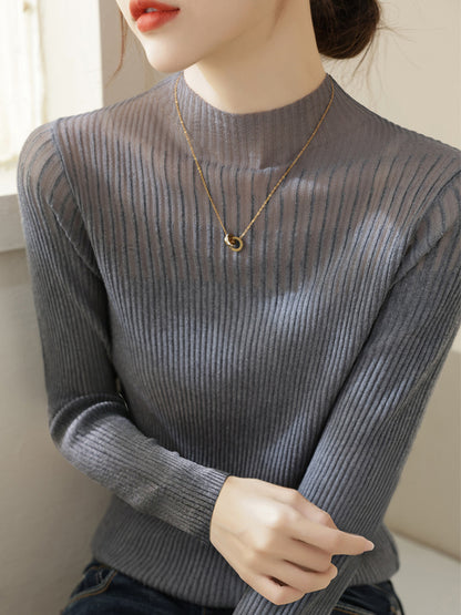 Balıkçı Yaka Şeffaf Panel Örgü Üst