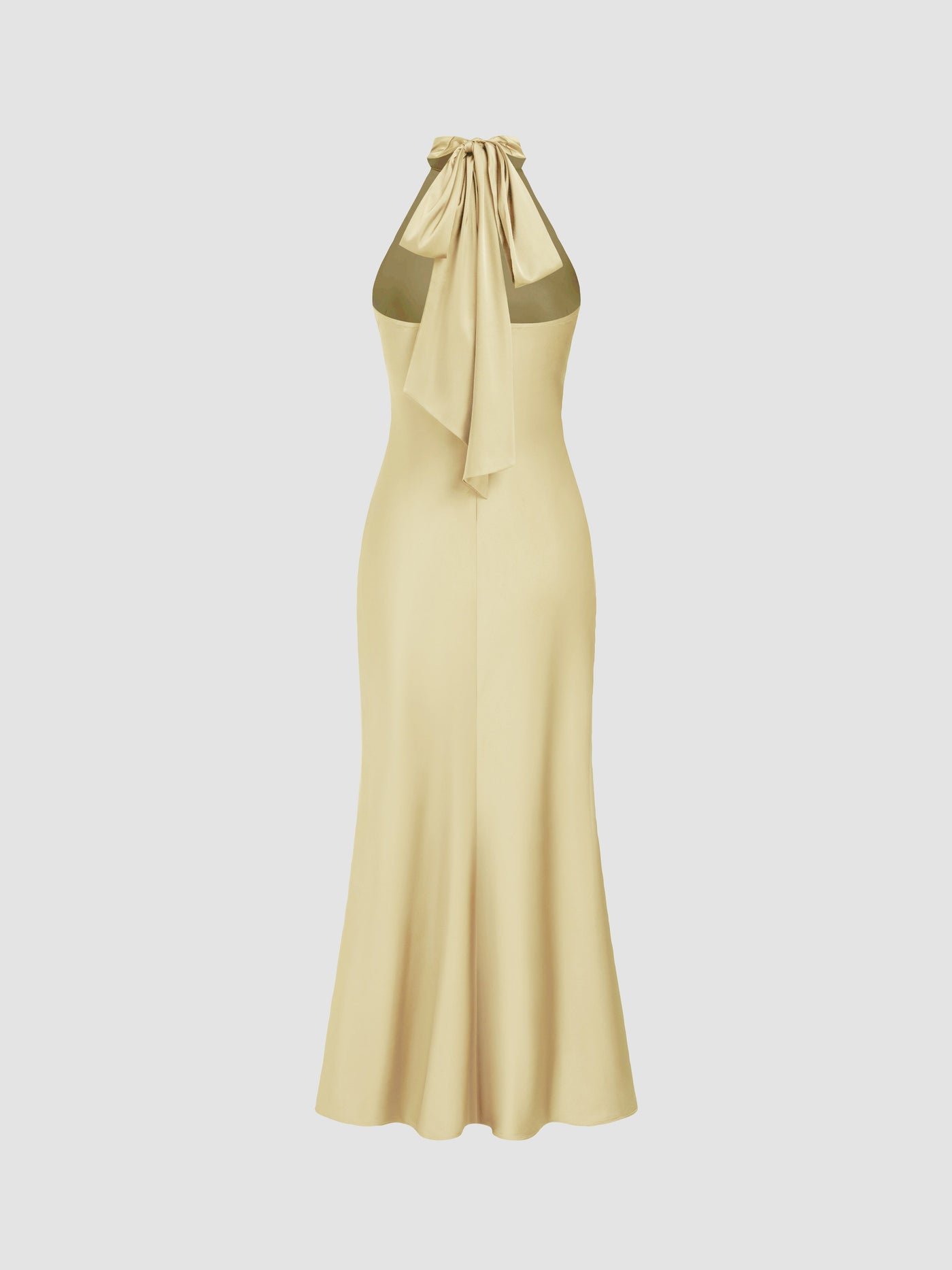 Vestido maxi satinado halter con espalda descubierta - Amarillo claro - imagen 9