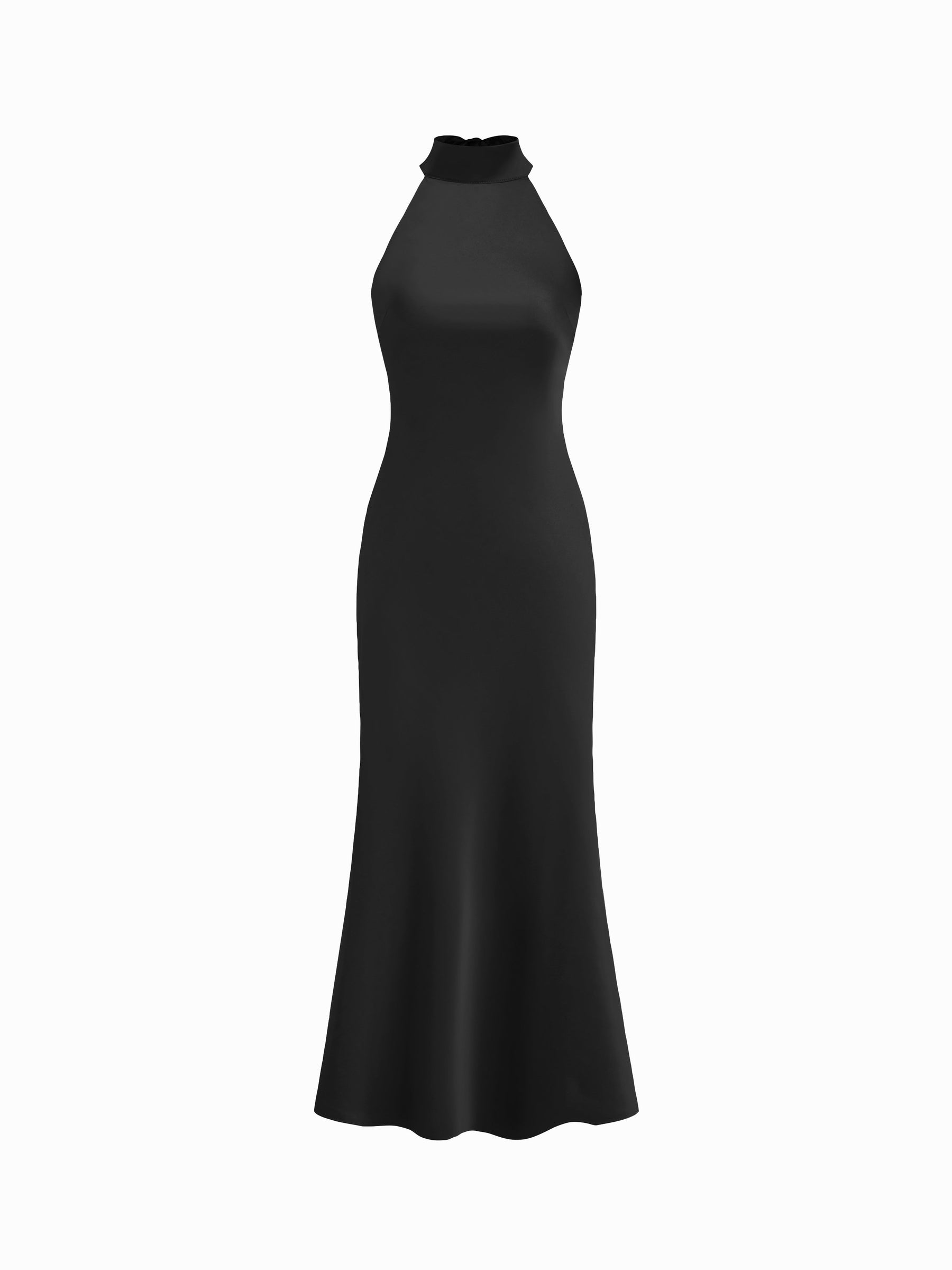 Vestido maxi satinado halter con espalda descubierta - Negro - imagen 1