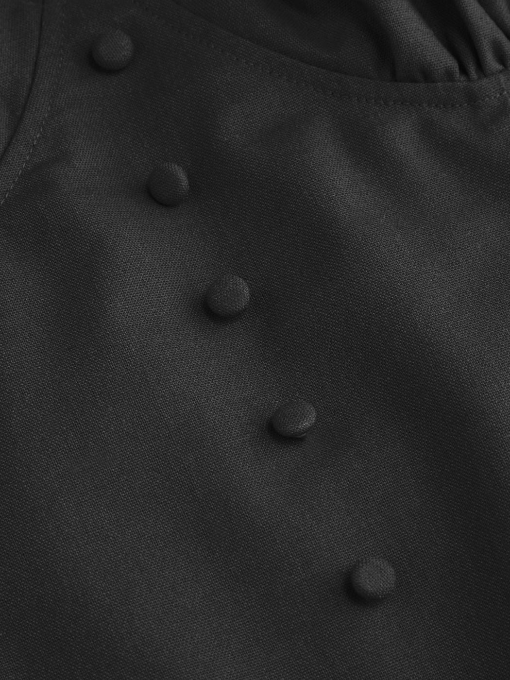 Vestido largo evasé con cuello en U, volantes y lazada - Negro