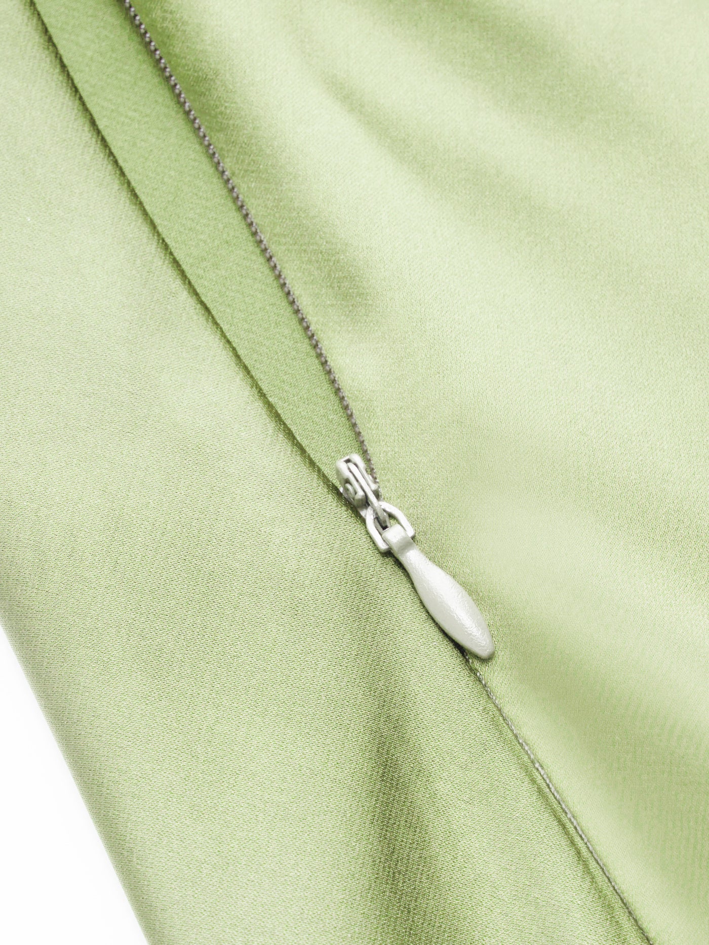 Vestido maxi satinado halter con espalda descubierta - Verde claro - imagen 3