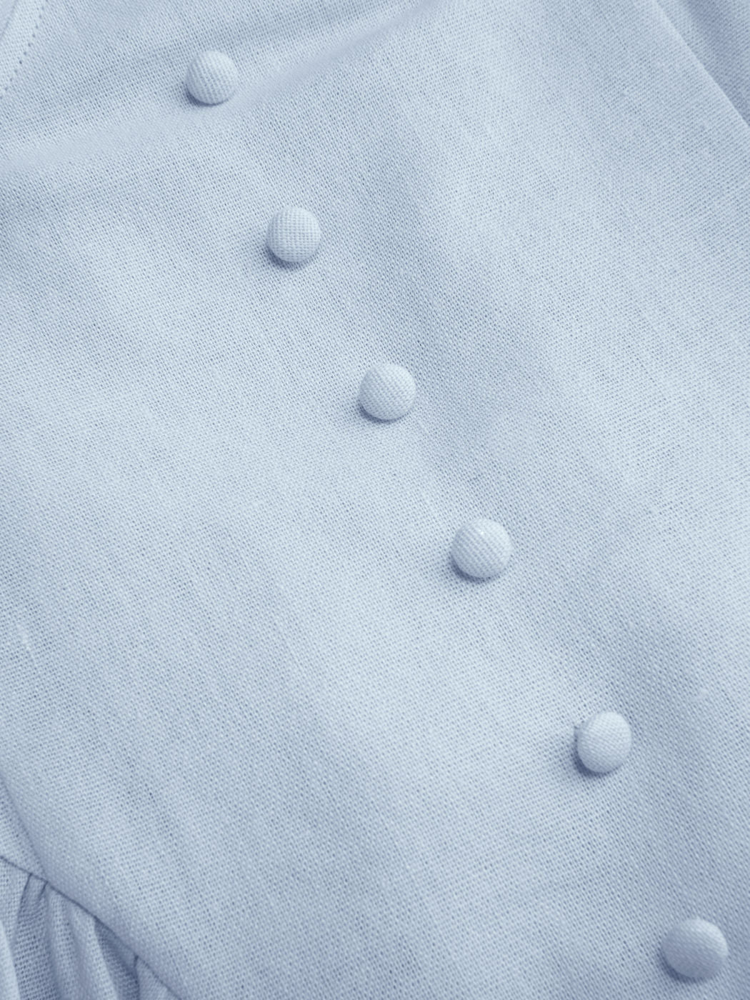Vestido largo evasé con cuello en U, volantes y lazada - Azul bebé