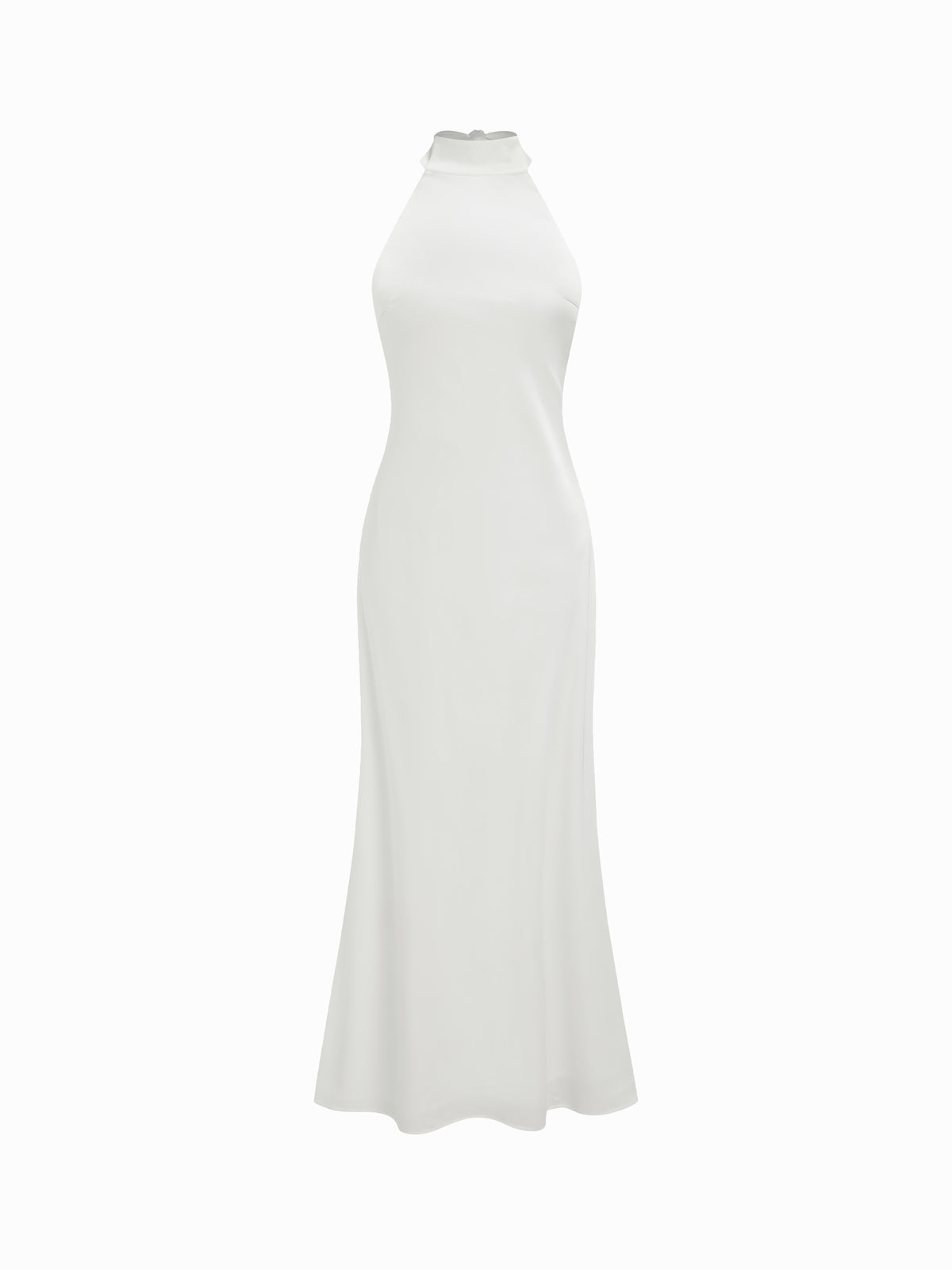 Vestido maxi satinado halter con espalda descubierta - Blanco