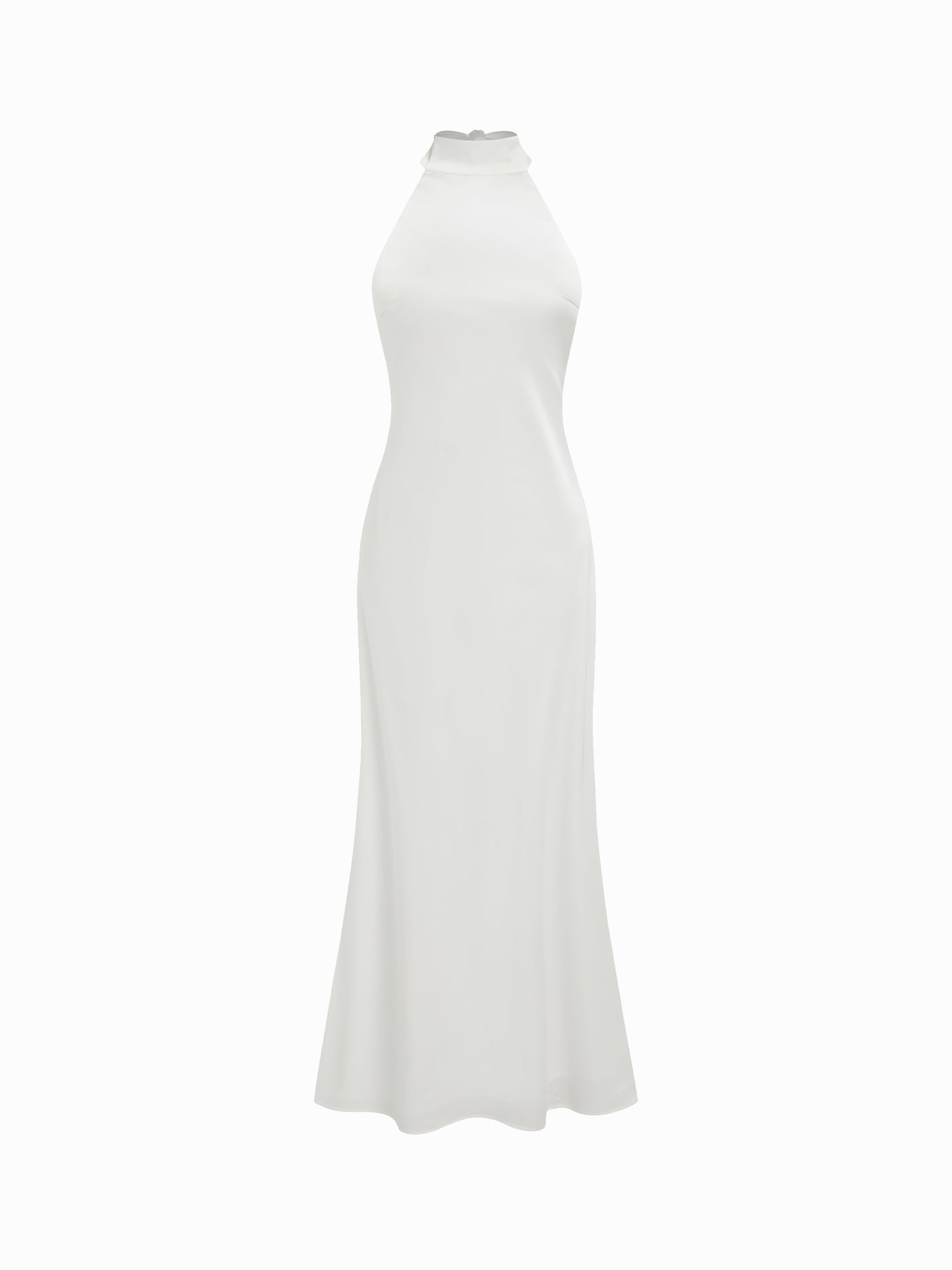 Vestido maxi satinado halter con espalda descubierta - Blanco - imagen 1