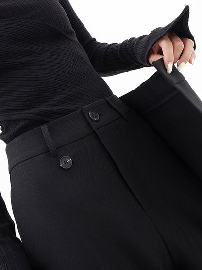 Asimetrik Katman Düğmeli Geniş Paça Pantolon